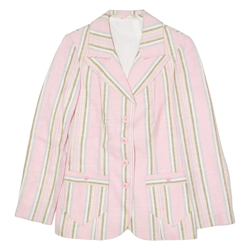 Womens Blazer Jacket Pink Striped Xs 1