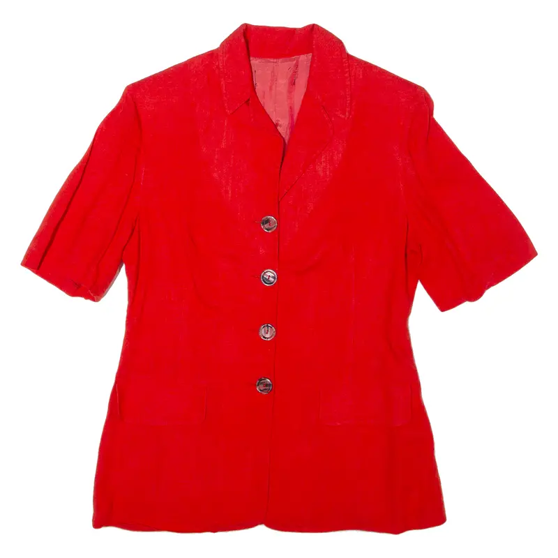 Womens Blazer Jacket Red Linen 90S S 1