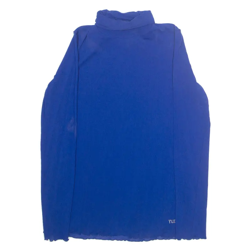 Womens Blouse Blue High Neck Long Sleeve S 1