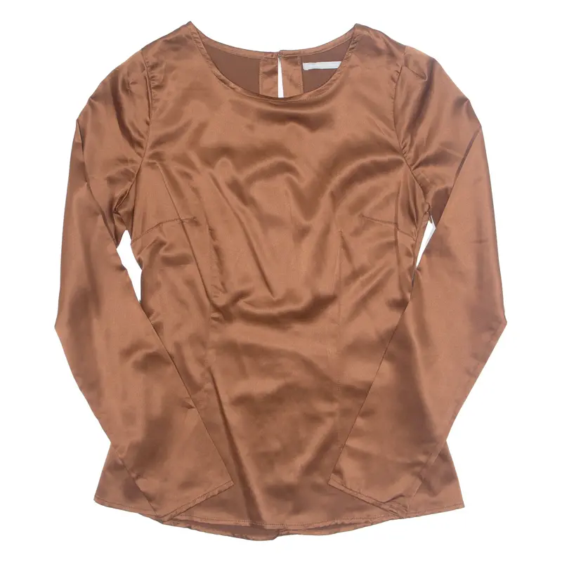 Womens Blouse Brown Long Sleeve S 1