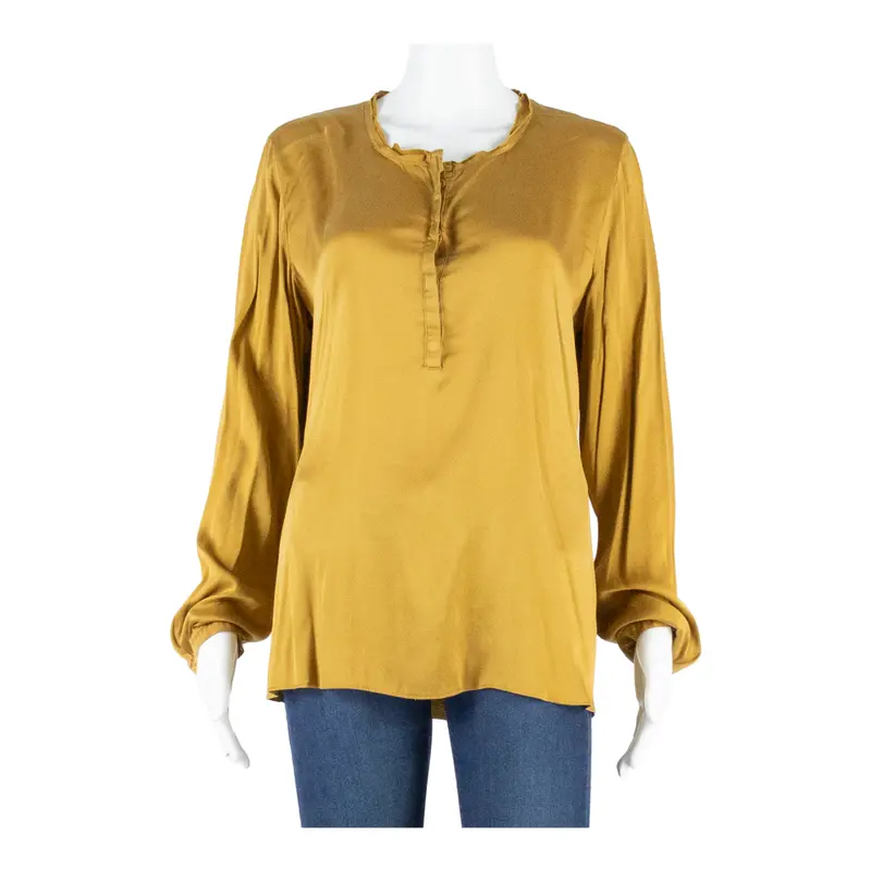Womens Blouse Brown V-Neck Long Sleeve M 1