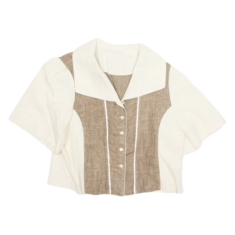 Womens Blouse Brown V-Neck M 1
