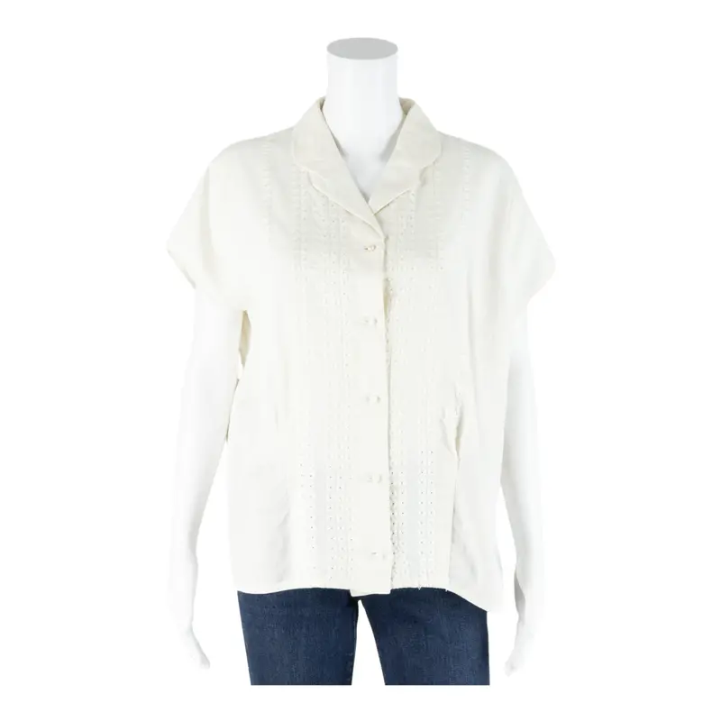 Womens Blouse Cream Collared L 1