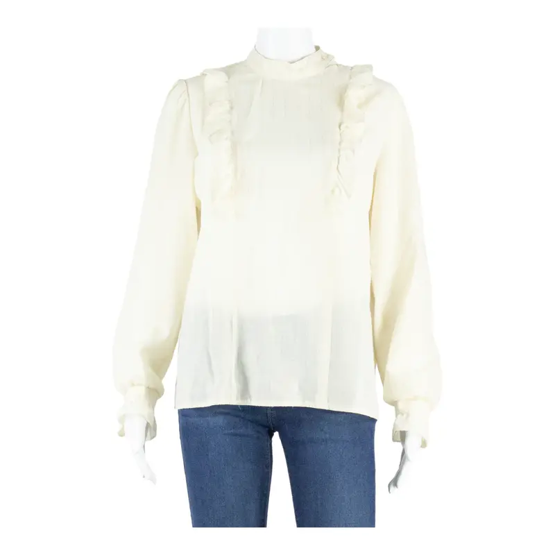 Womens Blouse Cream Long Sleeve Striped M 1