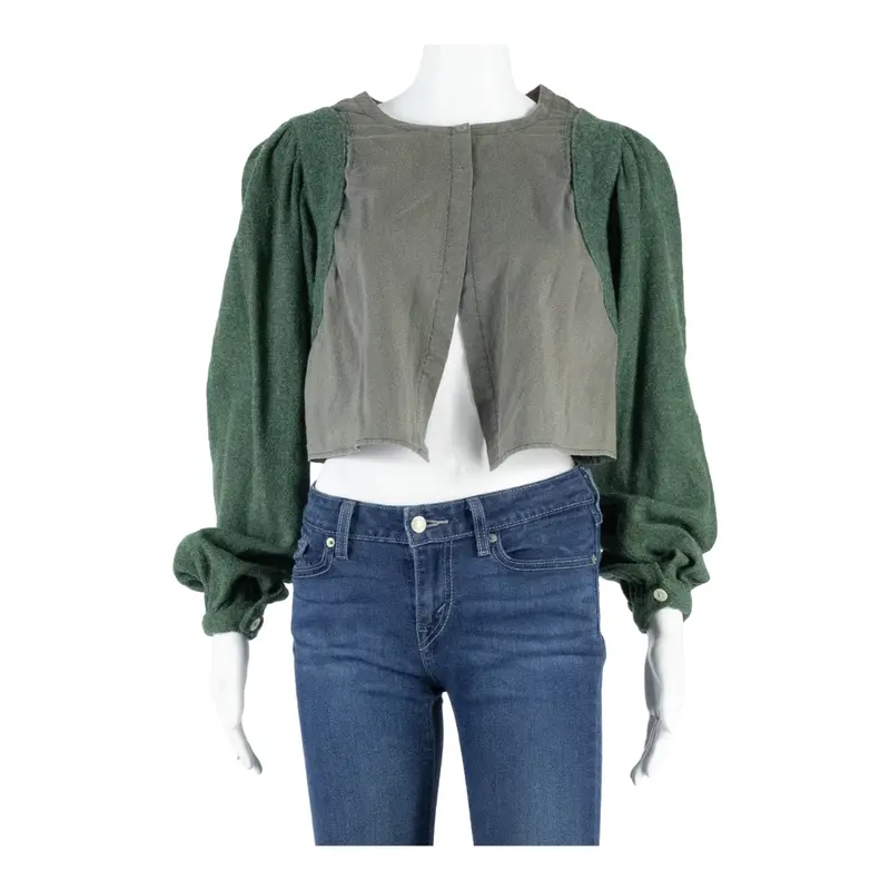 Womens Blouse Grey Puff Sleeve M 1
