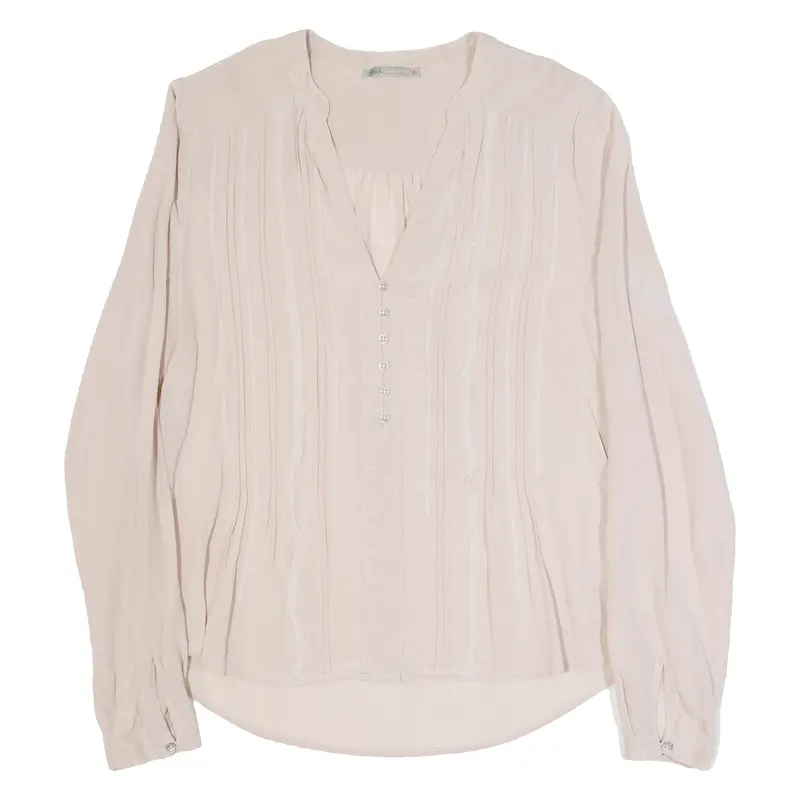 Womens Blouse Pink V-Neck Long Sleeve S 1