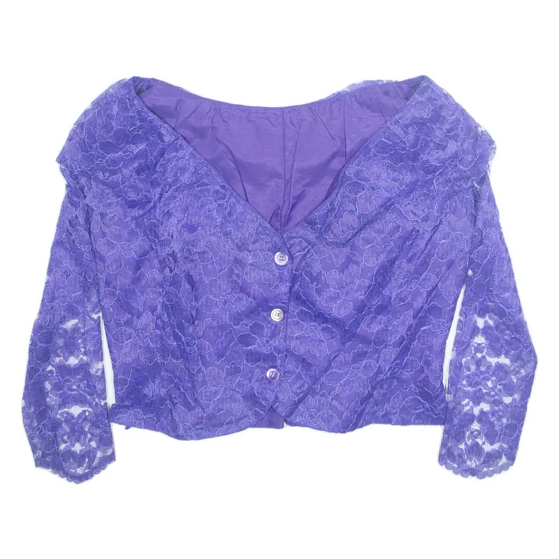 Womens Blouse Purple V-Neck Long Sleeve M 1