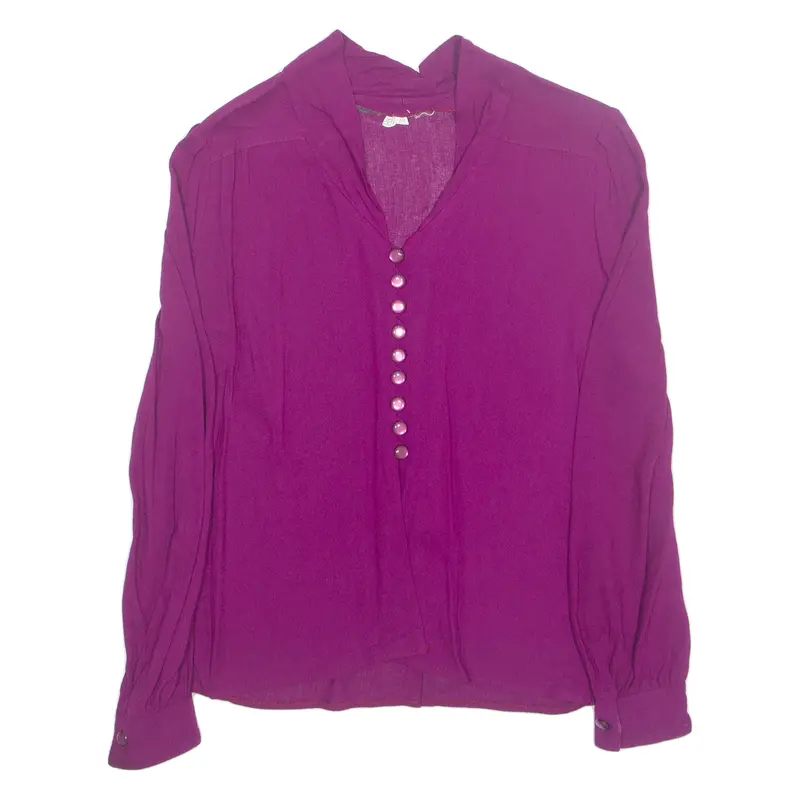Womens Blouse Purple V-Neck Long Sleeve M 1