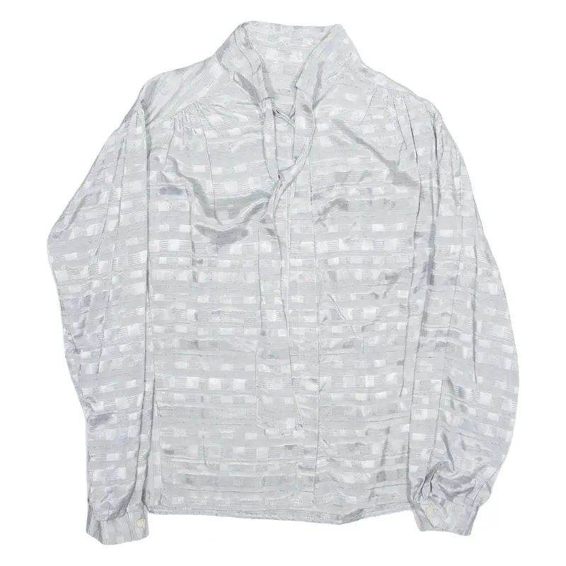 Womens Blouse Silver Collared Long Sleeve Viscose M 1