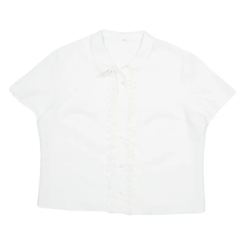 Womens Blouse White Collared M 1