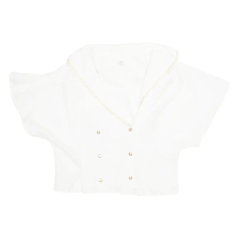 Womens Blouse White V-Neck M 1