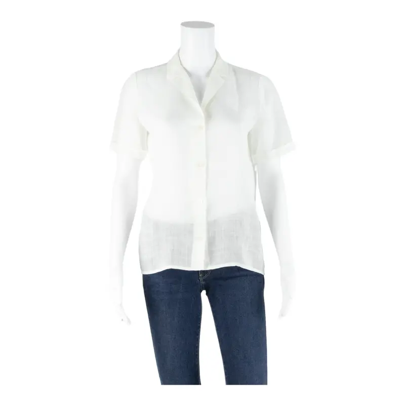 Womens Blouse White V-Neck M 1