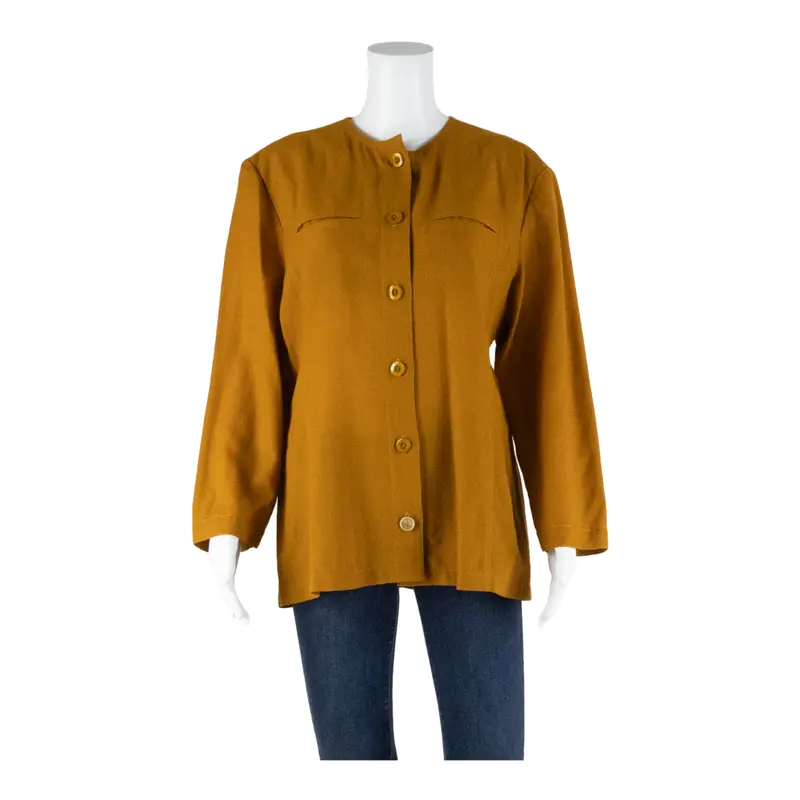 Womens Blouse Yellow 3/4 Sleeve M 1