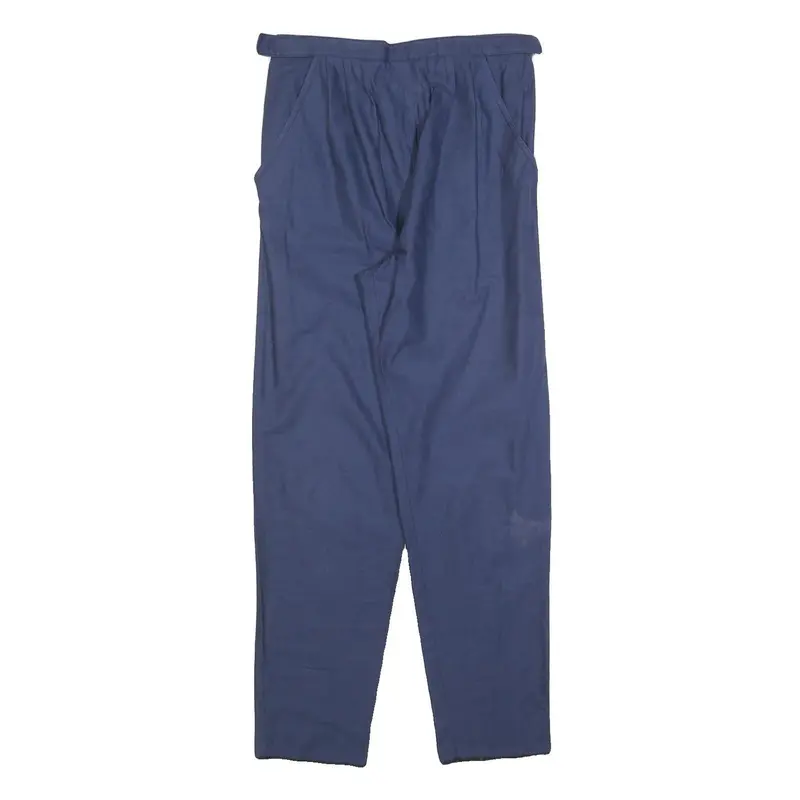 Womens Blue Cotton Blend Regular Fit Trousers W28 L29 Casual Elastic Waist 1