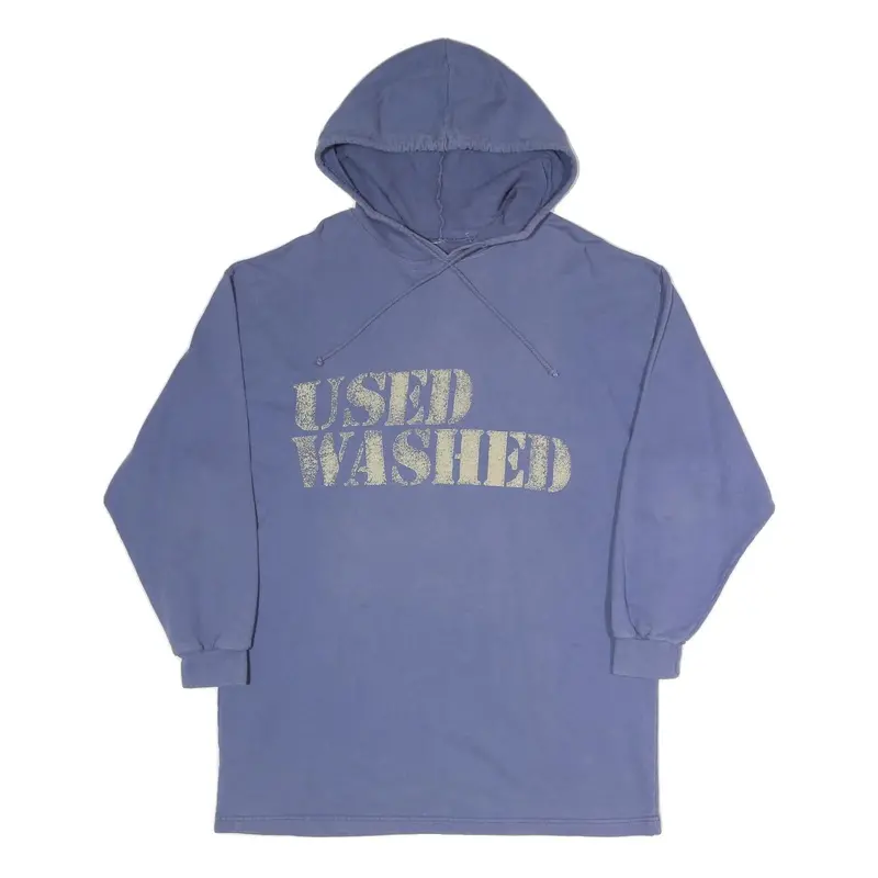 Womens Blue Hoodie Xl Used Washed Distressed Print Cotton Blend Casual 1