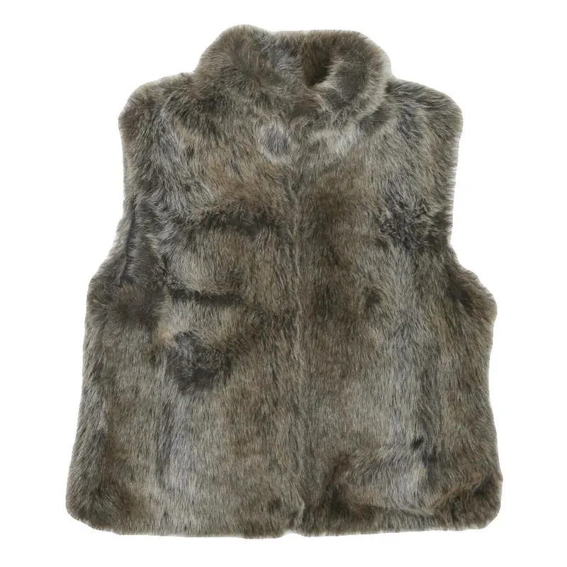 Womens Brown Faux Fur Jacket S Polyester Blend Zip Soft Plush Winter Outerwear 1