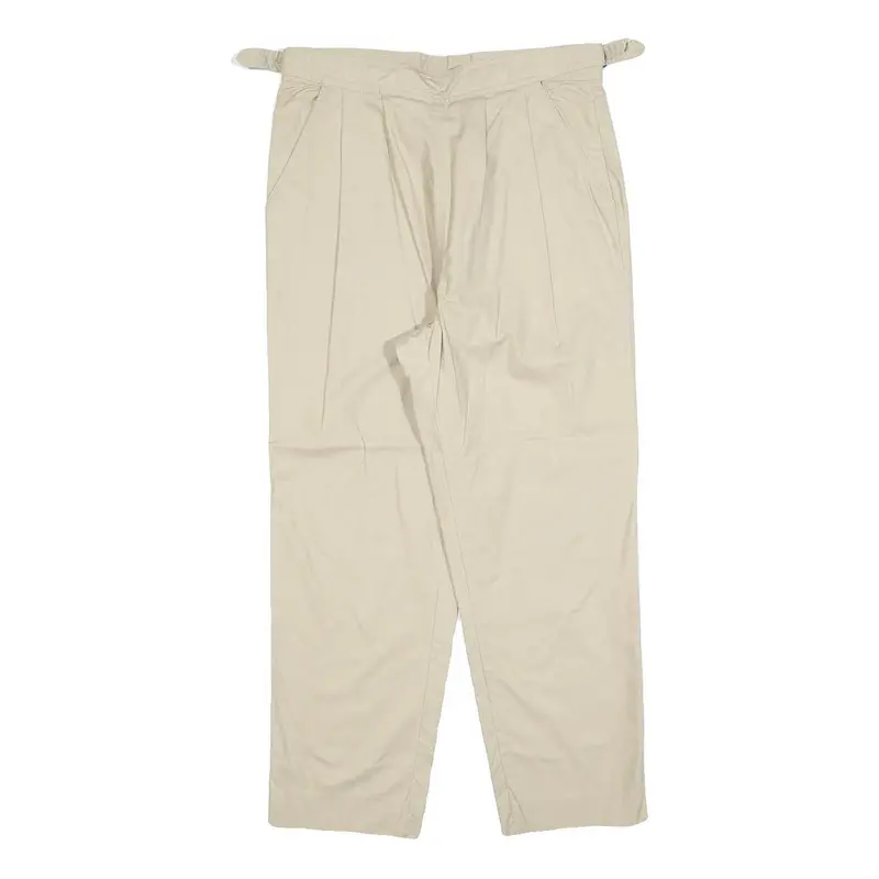 Womens Cotton Blend Beige Regular Fit Straight Leg Trousers W30 L25 Zip Closure 1