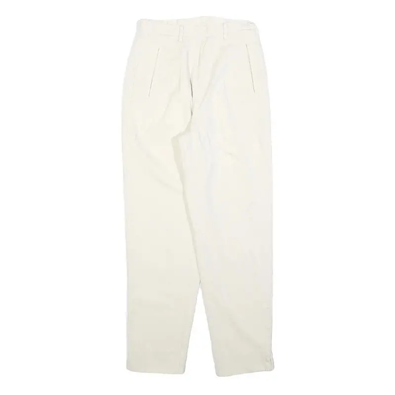 Womens Cotton Cream Regular Fit Straight Leg Trousers W26 L28 Zip Closure 1