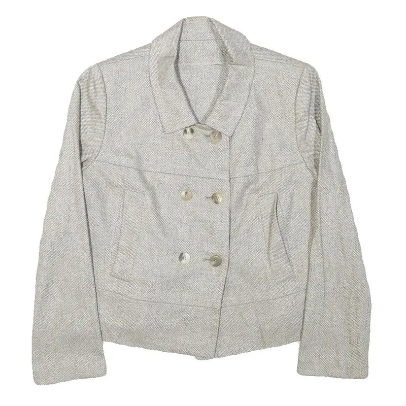 Womens Cream Button Jacket S Polyester Blend Plain Light Casual 1