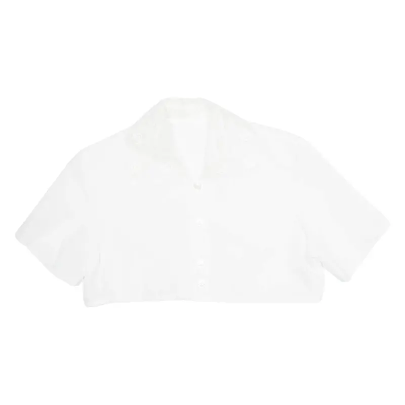 Womens Cropped Shirt White Collared M 1