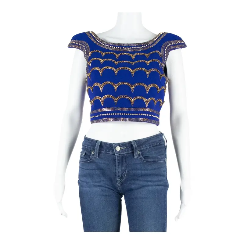 Womens Cropped Top Blue M 1