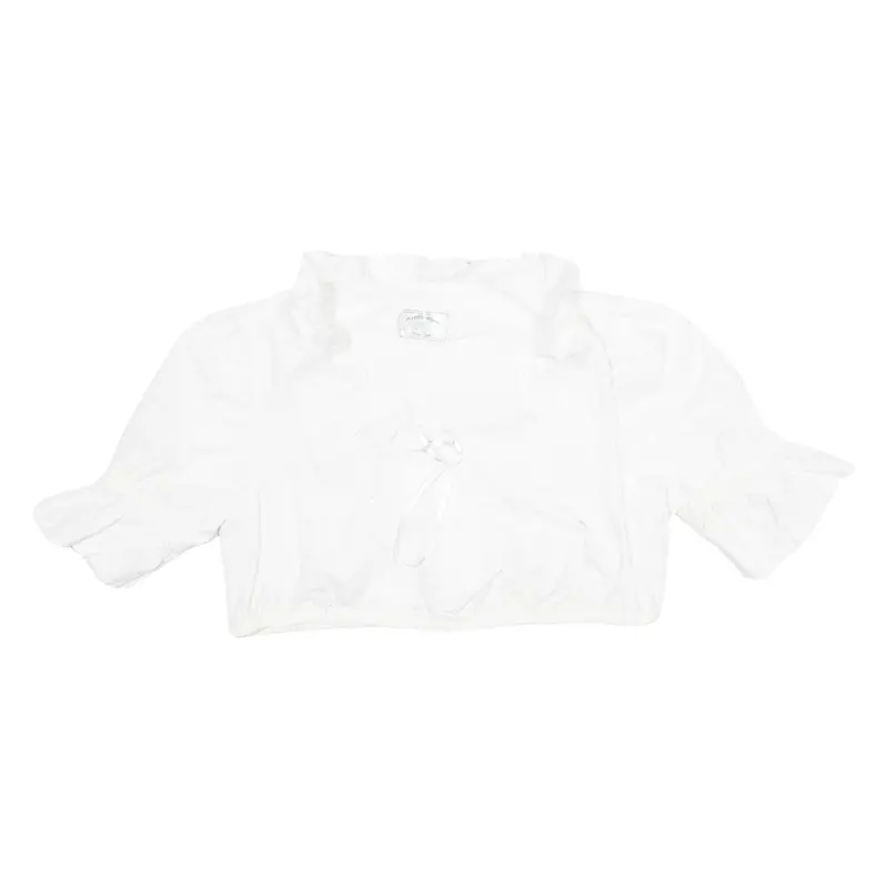 Womens Cropped Top White Puff Sleeve M 1