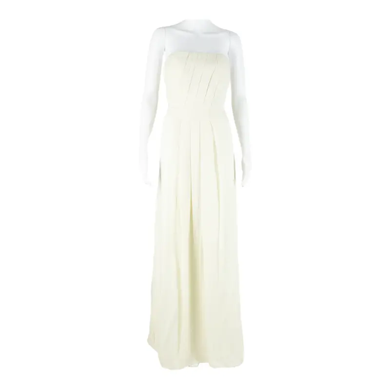 Womens Day Dress Beige Silk Sleeveless Midi M 1