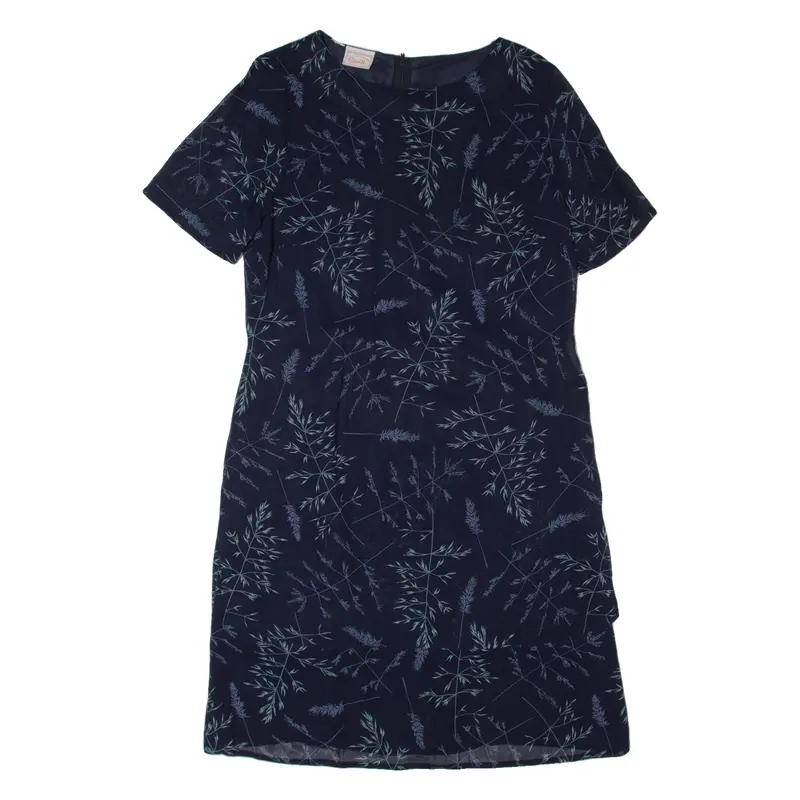 Womens Day Dress Blue 90S Floral Short Sleeve Midi M 1