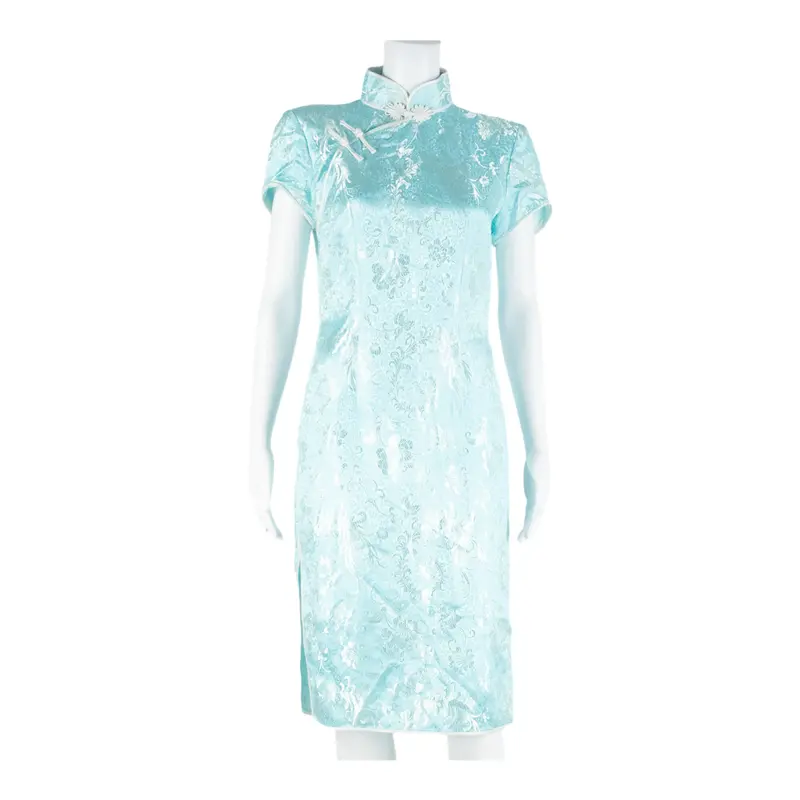 Womens Day Dress Blue Crazy Pattern Short Sleeve Midi M 1