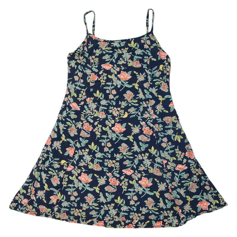 Womens Day Dress Blue Floral Sleeveless Knee Length L 1