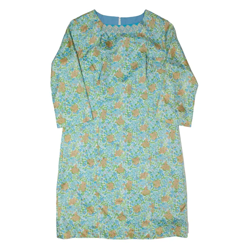 Womens Day Dress Cream 90S Floral Midi L 1