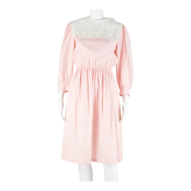 Womens Day Dress Pink Striped Long Sleeve Knee Length M 1