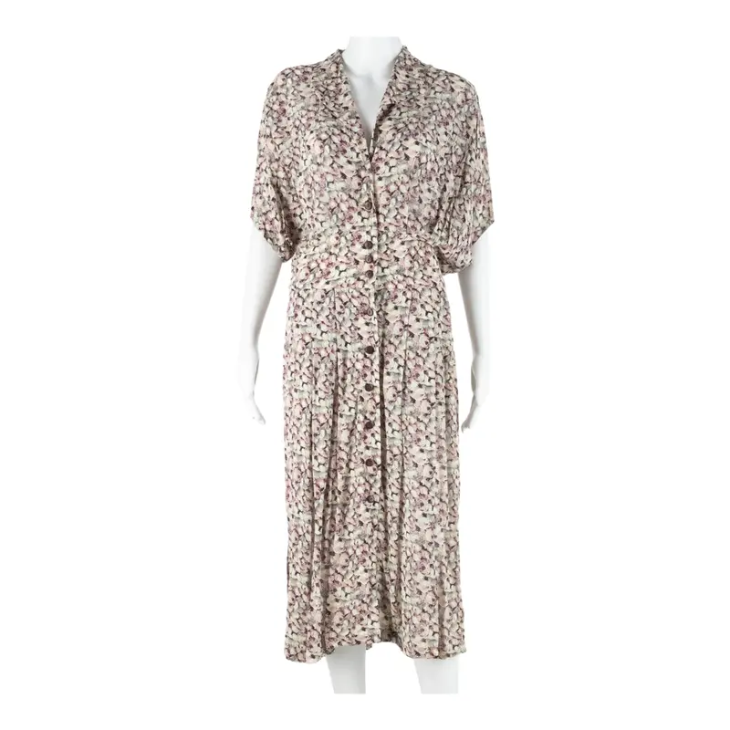Womens Day Dress Pink Viscose Floral Short Sleeve Knee Length Xl 1