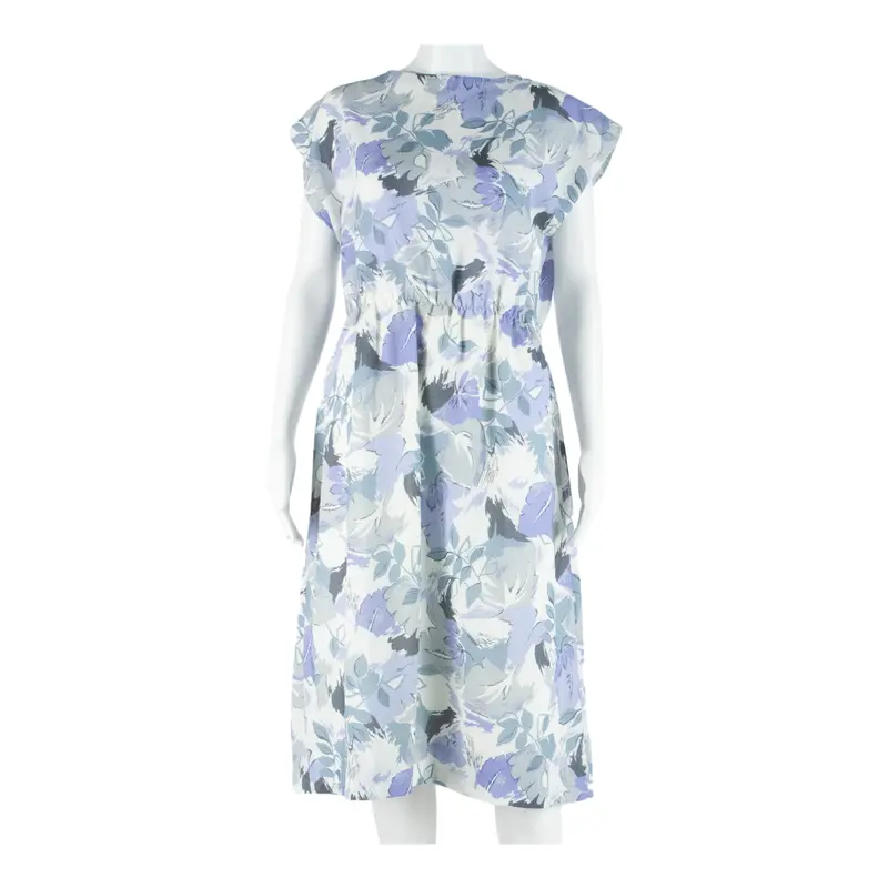 Womens Day Dress White Floral Short Sleeve Midi L 1