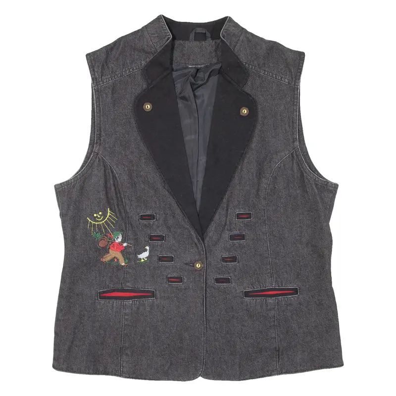 Womens Denim Gilet Black L 1