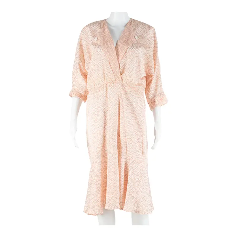 Womens Fit & Flare Dress Pink 90S Spotted Midi S 1