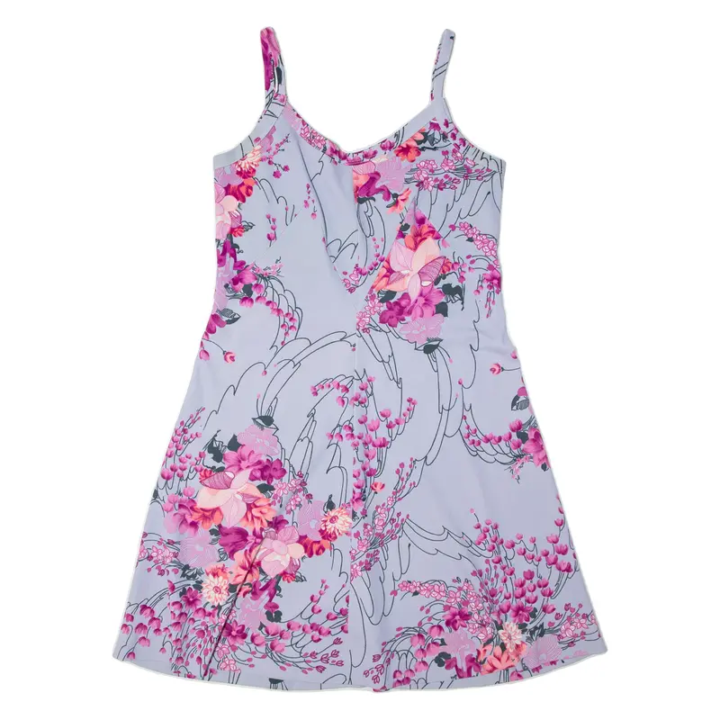 Womens Fit & Flare Dress Purple Floral Sleeveless Knee Length L 1