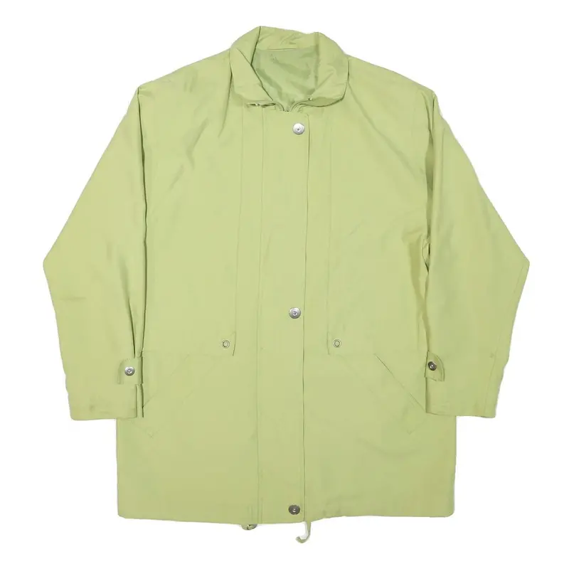 Womens Green Button Jacket L Polyester Blend Plain Lightweight Casual 1