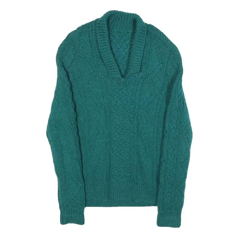 Womens Green Patterned Pullover Jumper Cable Knit S Winter Knitwear 1