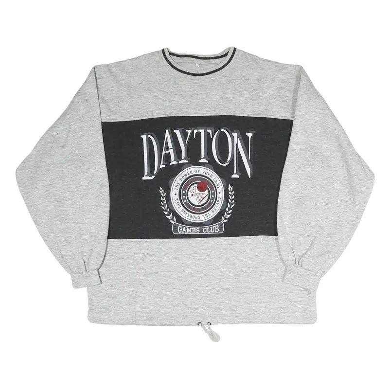 Womens Grey & Black Dayton Games Club Crew Neck M Cotton Blend Sweatshirt 1