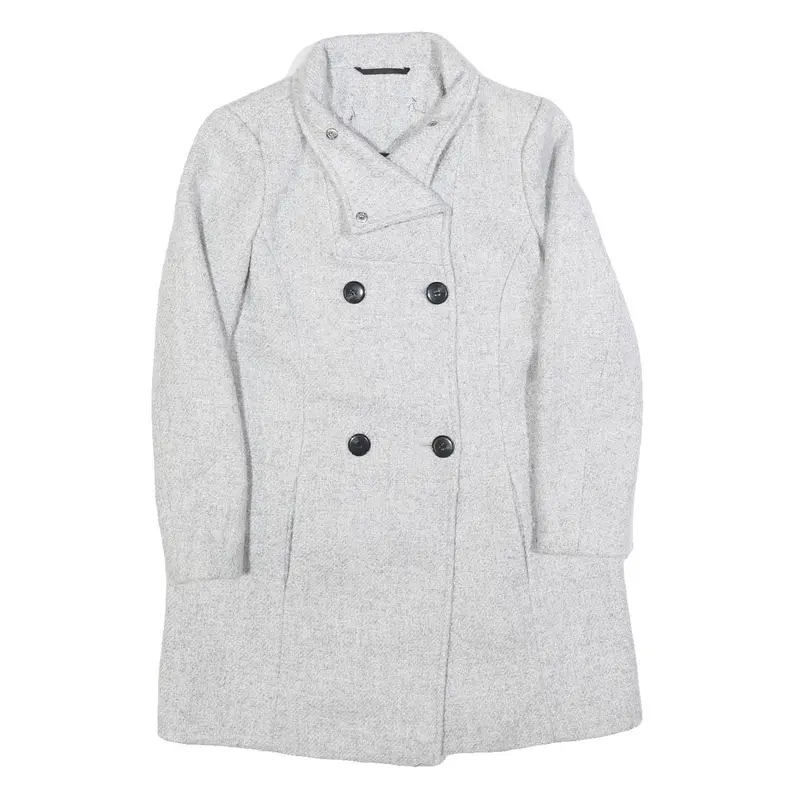 Womens Grey Button Front Jacket S Woven Classic Fit Workwear Stylish Outerwear 1