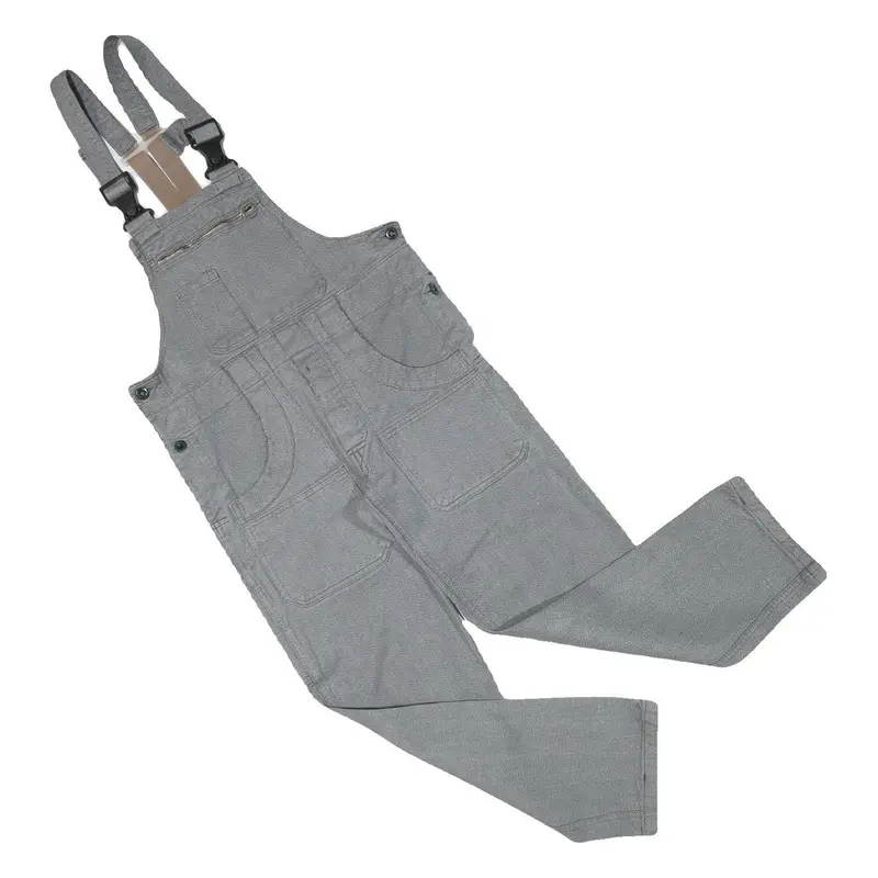 Womens Grey Cotton Blend Dungarees Slim Fit Xs W34 L28 Workwear Casual 1