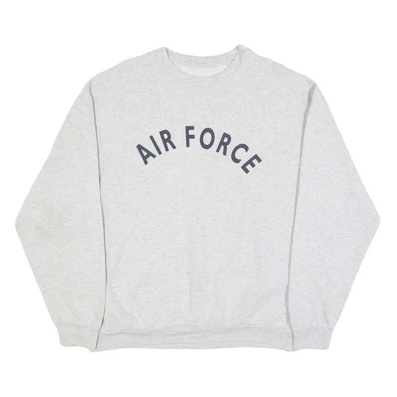 Womens Grey Cotton Blend Sweatshirt Air Force Crew Neck L Casual Pullover 1