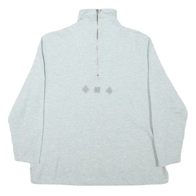 Womens Grey Cotton Blend Sweatshirt High Neck S Embroidered Design Pullover 1