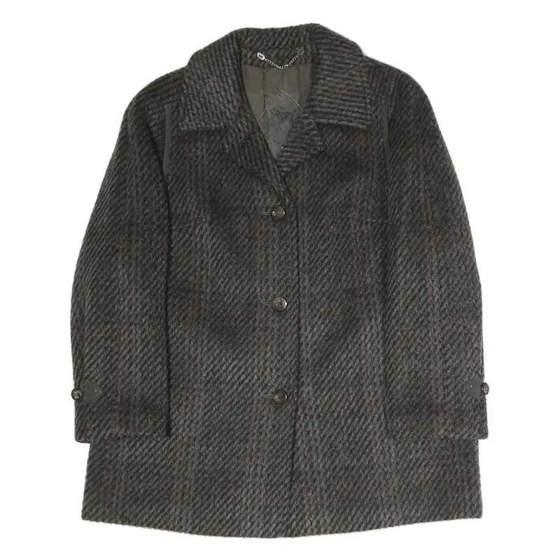 Womens Grey & Pink Checked Button Jacket M Polyester Blend Classic Fit 1