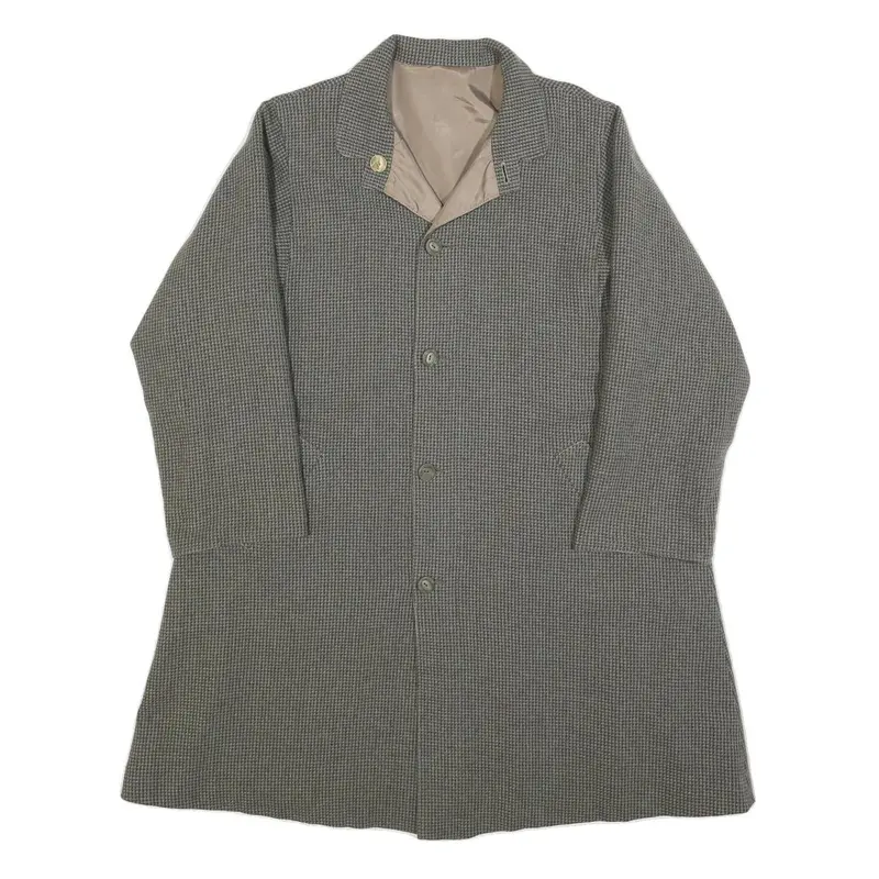 Womens Grey Plain Classic Jacket M Woven Button Closure Long Sleeve 1