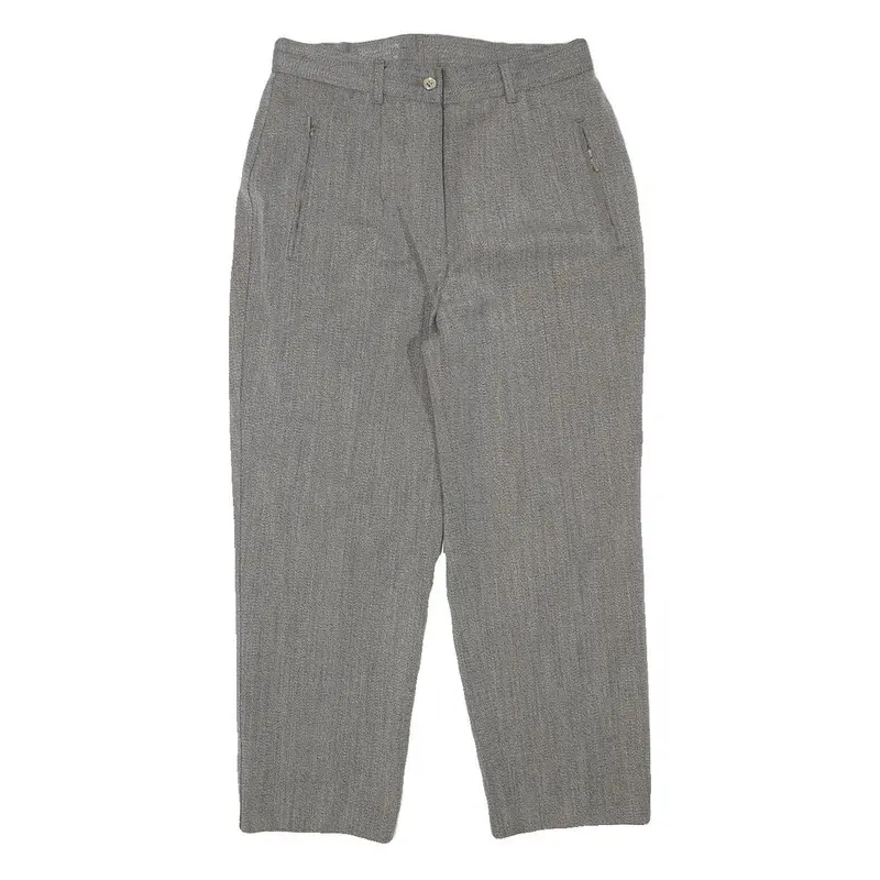 Womens Grey Relaxed Wool Blend Straight Leg Trousers W29 L24 Smart Classic 1