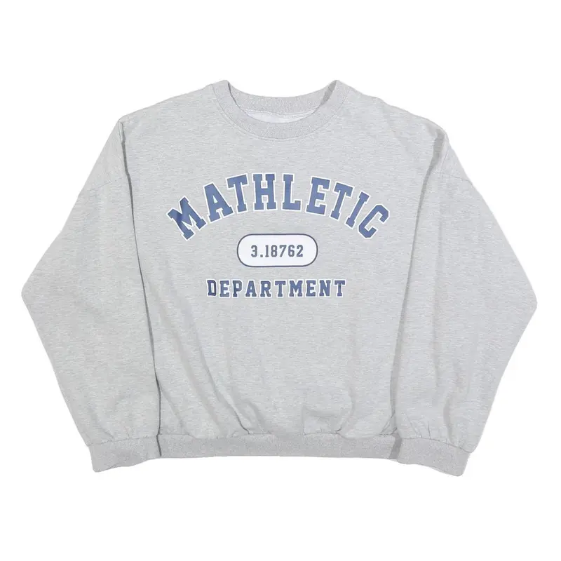 Womens Grey Sweatshirt Mathletic Department Crew Neck L Casual Cotton Blend 1