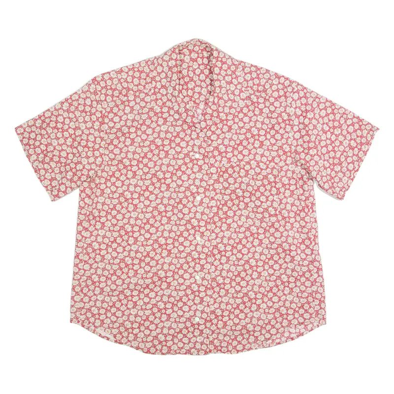 Womens Hawaiian Shirt Red Floral M 1