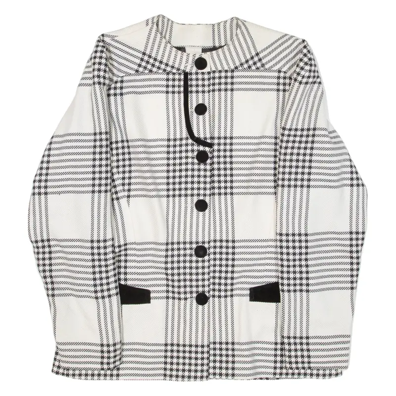 Womens Jacket White Knit Check M 1
